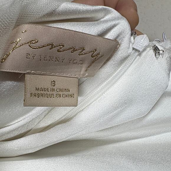 Jenny by Jenny Yoo Size 8 Harlyn Wedding Dress Gown White Lace Maxi Halter Train - Picture 11 of 16